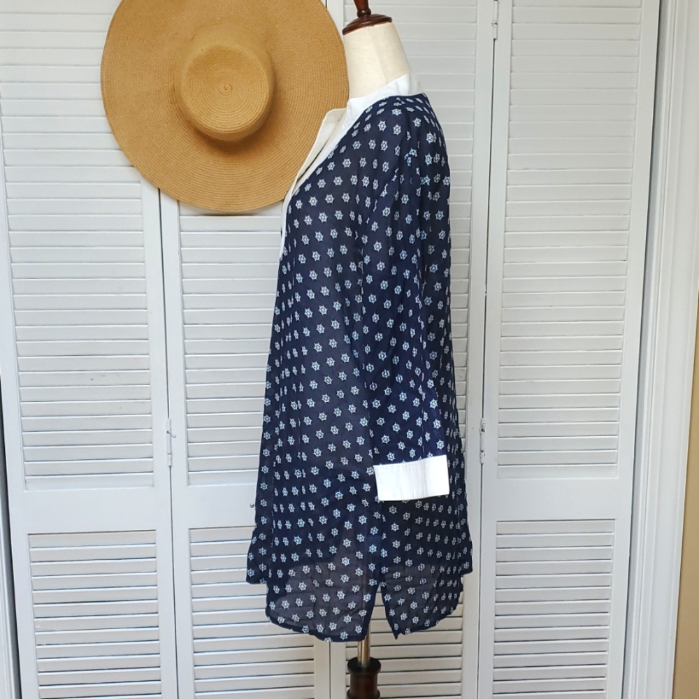 Shiraleah Navy and White Nautical Swim Coverup Tunic Size XL - Picture 5 of 5